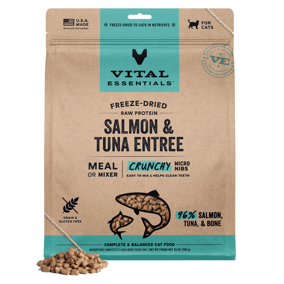 Vital Essentials Micro Nibs - Freeze-Dried Salmon & Tuna Entree (For Cats)