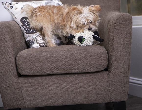 GoDog Fuzzy Wuzzy Lamb Chew Guard Plush Dog Toy