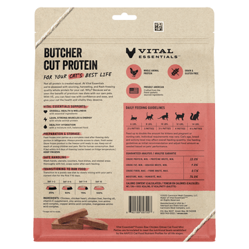 Vital Essentials Frozen Raw Chicken Mini Patties for Cats back of bag