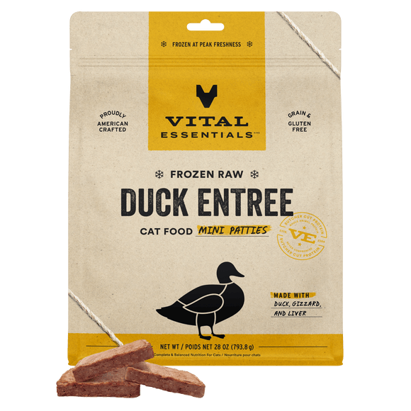 Vital Essentials Frozen Raw Duck Mini Patties for Cats 28 oz