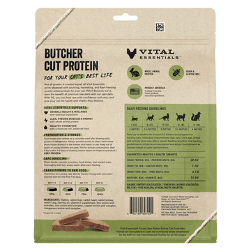 Vital Essentials Frozen Raw Rabbit Mini Patties for Cats back of bag
