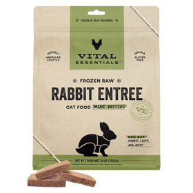 Vital Essentials Frozen Raw Rabbit Mini Patties for Cats 28 oz