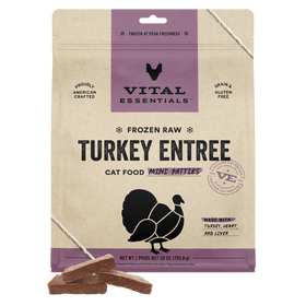 Vital Essentials Frozen Raw Turkey Mini Patties for Cats 28 oz