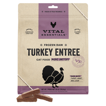 Vital Essentials Frozen Raw Turkey Mini Patties for Cats 28 oz