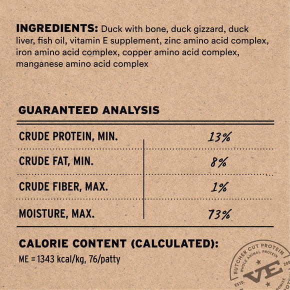 Vital Essentials Duck cat recipe ingredients