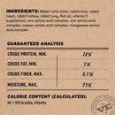 Vital Essentials Rabbit cat recipe ingredients