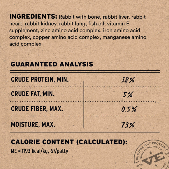 Vital Essentials Rabbit cat recipe ingredients