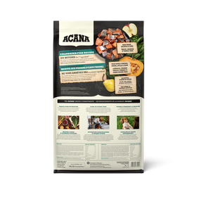 ACANA Coldwater Fish Recipe bag back with ingredients and guaranteed analysis