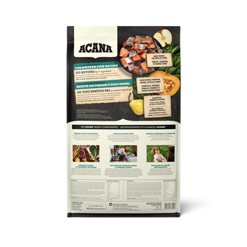ACANA Coldwater Fish Recipe bag back with ingredients and guaranteed analysis