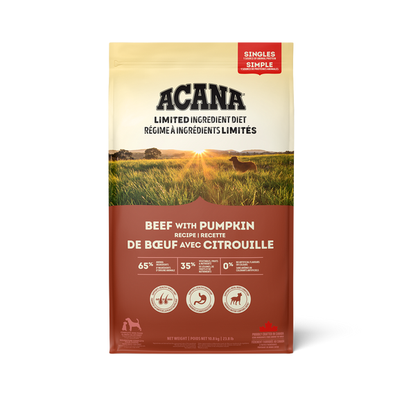 ACANA Singles Beef with Pumpkin limited ingredient dry dog food bag