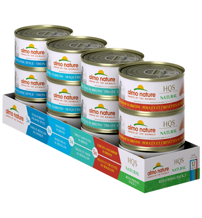 Almo Nature - HQS Natural Tuna, Mackerel, Chicken & Shrimp, Trout & Tuna Variety Pack (Wet Cat Food)