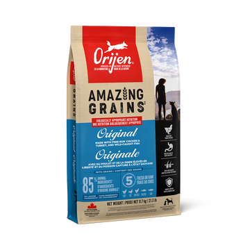 ORIJEN Amazing Grains Original high-protein dry dog food bag