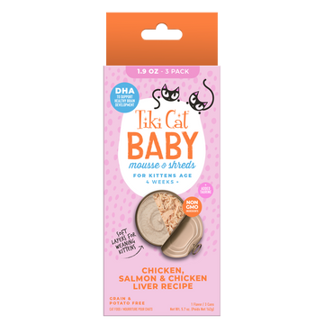 Tiki Cat - Baby - Mousse & Shreds with Chicken, Salmon & Chicken Liver Recipe (For Kittens)