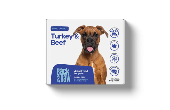 Back2Raw - Basics Turkey Blend & Beef Recipe (12lb For Dogs) - Frozen Product