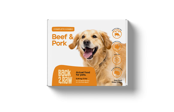 Back2Raw - Complete Beef Recipe & Pork Blend (12lb For Dogs) - Frozen Product