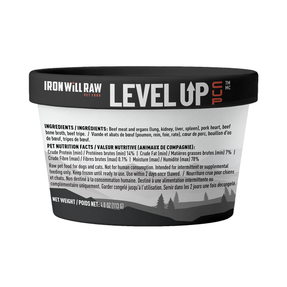 Iron Will Raw Level Up Cup Beef & Pork back