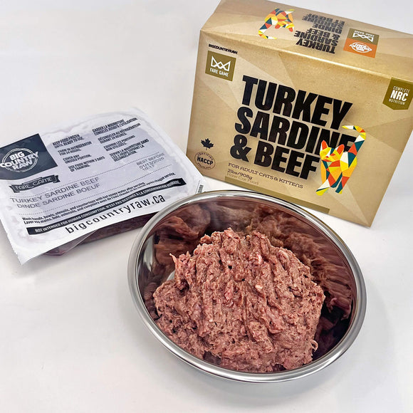 Big Country Raw | Fare Game | Turkey & Sardines with Beef (2lb) | Frozen Raw Cat Food
