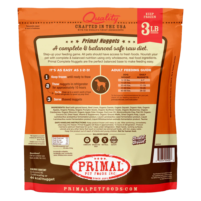 Primal - Nuggets - Raw Beef Nuggets (For Dogs) - Frozen Product