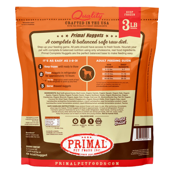 Primal - Nuggets - Raw Beef Nuggets (For Dogs) - Frozen Product