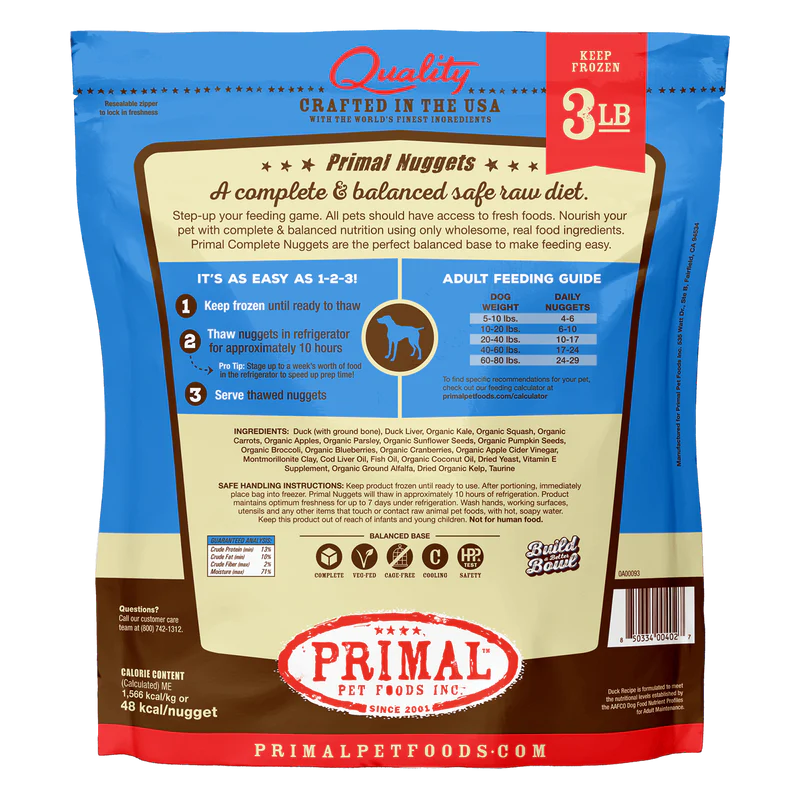 Primal - Nuggets - Raw Duck Nuggets (For Dogs) - Frozen Product