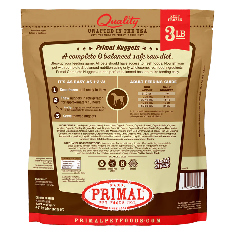 Primal - Nuggets - Raw Lamb Nuggets (For Dogs) - Frozen Product