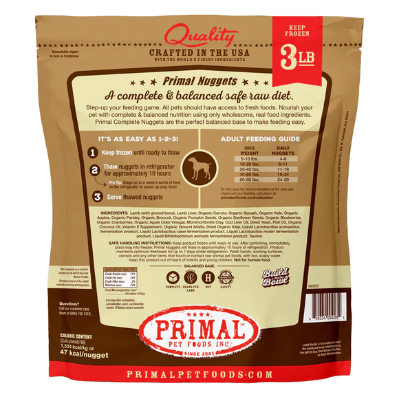 Primal - Nuggets - Raw Lamb Nuggets (For Dogs) - Frozen Product