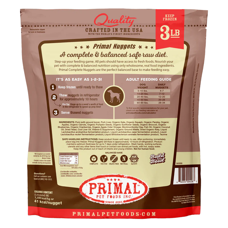 Primal - Nuggets - Raw Pork Nuggets (For Dogs) - Frozen Product
