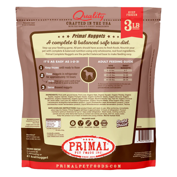 Primal - Nuggets - Raw Pork Nuggets (For Dogs) - Frozen Product