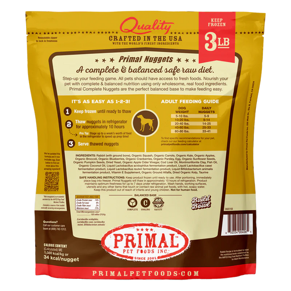 Primal - Nuggets - Raw Rabbit Nuggets (For Dogs) - Frozen Product