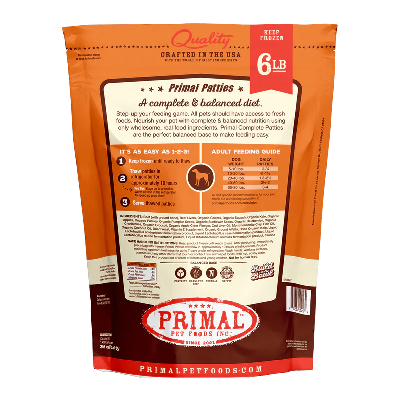 Primal - Patties - Raw Beef Patties (For Dogs) - Frozen Product - 0