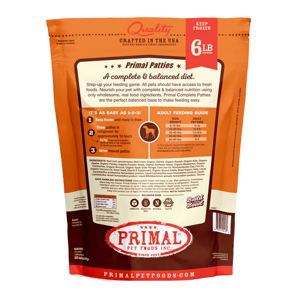 Primal - Patties - Raw Beef Patties (For Dogs) - Frozen Product