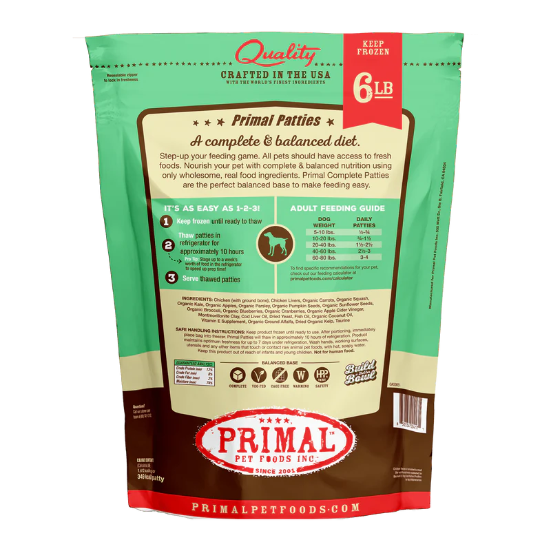 Primal - Patties - Raw Chicken Patties (For Dogs) - Frozen Product