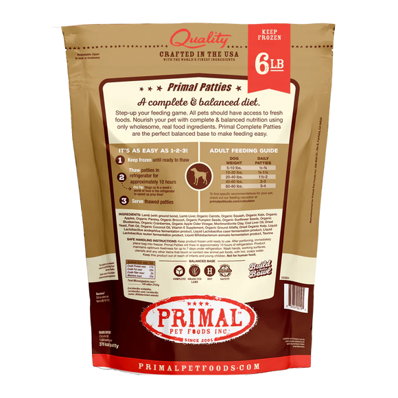 Primal - Patties - Raw Lamb Patties (For Dogs) - Frozen Product