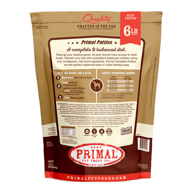 Primal - Patties - Raw Lamb Patties (For Dogs) - Frozen Product