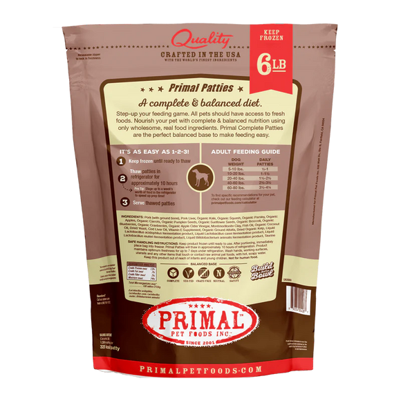 Primal - Patties - Raw Pork Patties (For Dogs) - Frozen Product