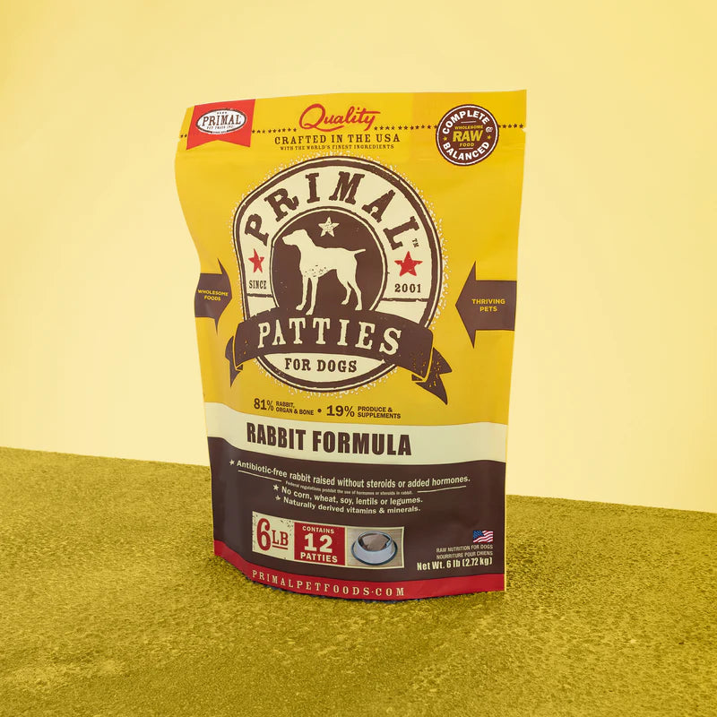 Primal - Patties - Raw Rabbit Patties (For Dogs) - Frozen Product-1
