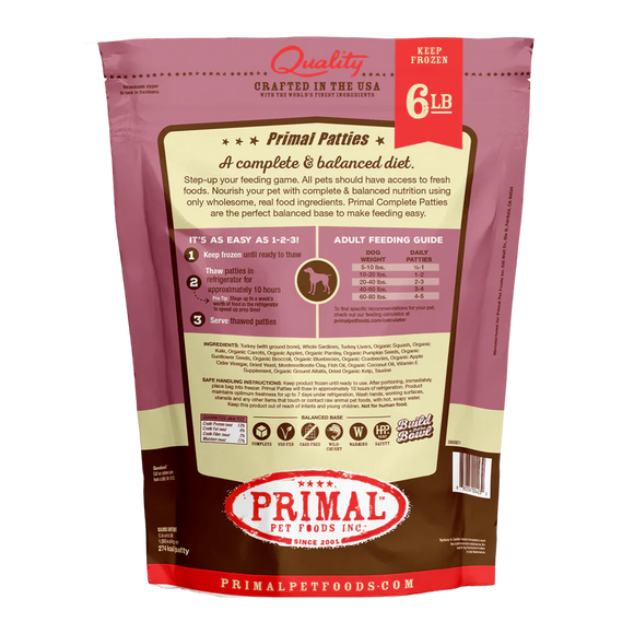 Primal - Patties - Raw Turkey & Sardine Patties (For Dogs) - Frozen Product