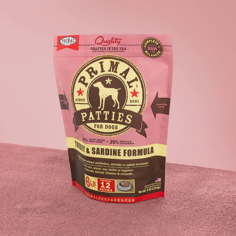 Primal - Patties - Raw Turkey & Sardine Patties (For Dogs) - Frozen Product