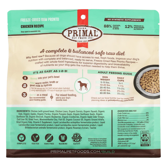 Primal - Pronto - Freeze Dried Raw Pronto - Chicken Recipe (For Dogs)