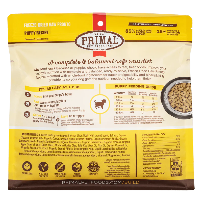 Primal - Pronto - Freeze Dried Raw Pronto - Chicken & Salmon Recipe (For Puppies)