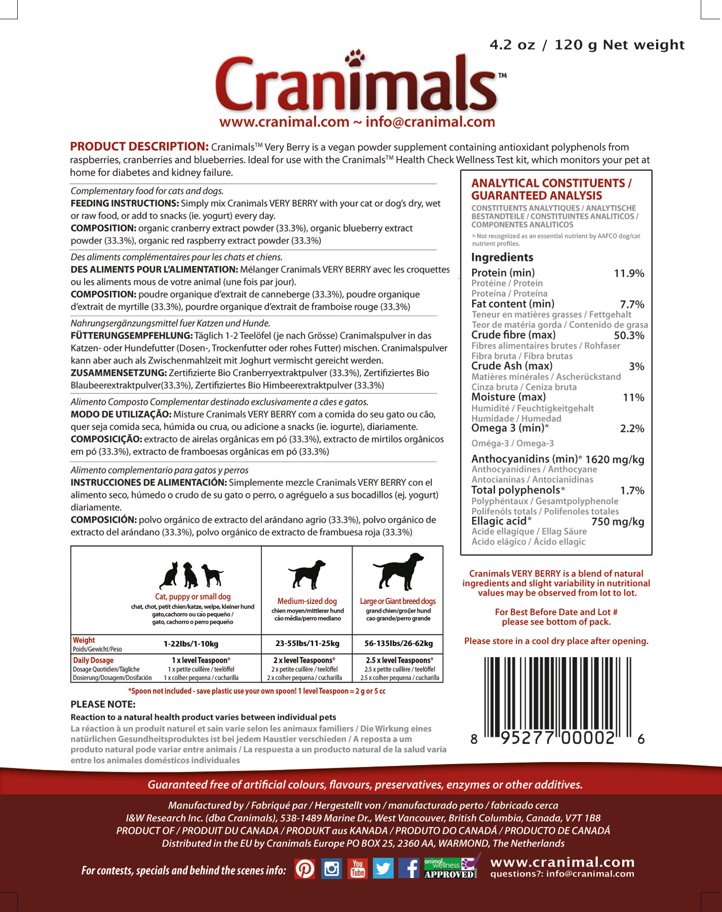 Cranimals - Very Berry Antioxidant Pet Supplement