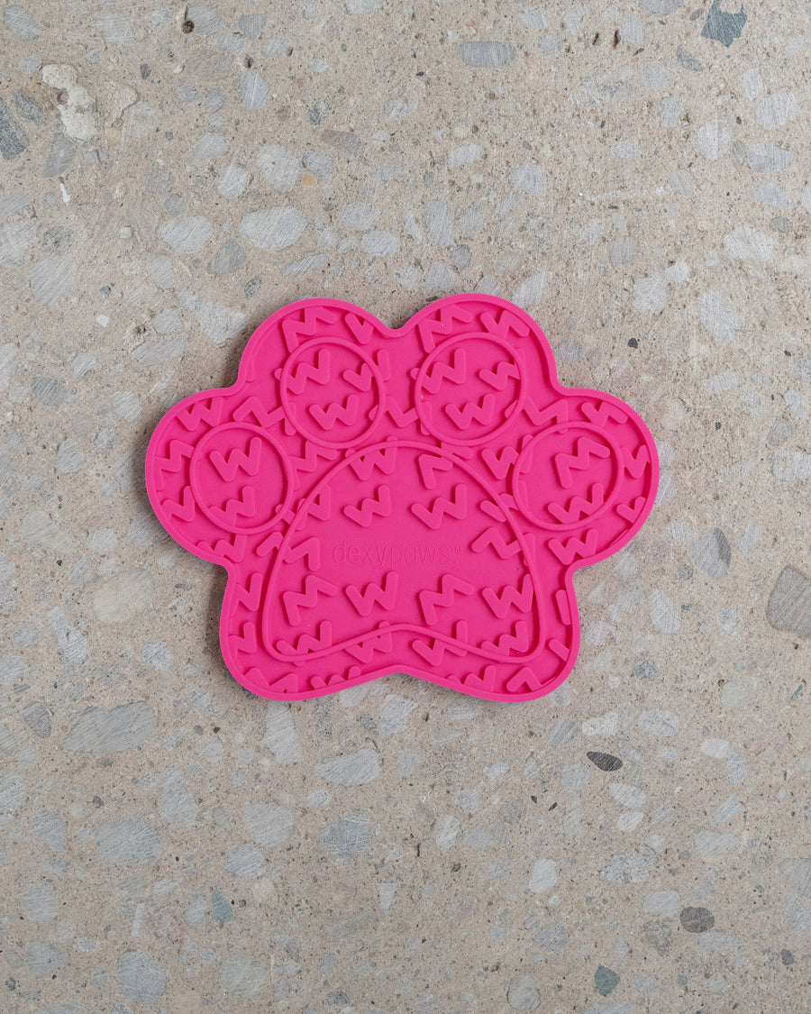Dexypaws - Paw Print Enrichment Lick Mat – Hot Pink