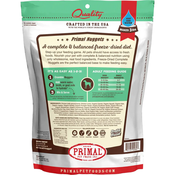 Primal - Nuggets - Freeze Dried Nuggets - Chicken Formula (Dog Food)