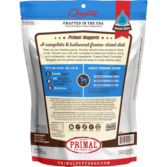 Primal - Nuggets - Freeze Dried Nuggets - Duck Formula (Dog Food)