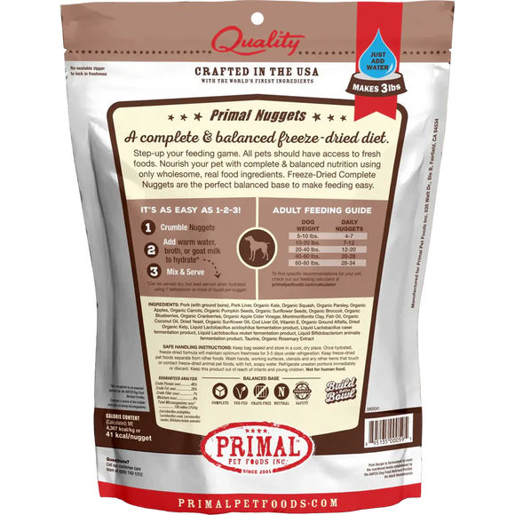 Primal - Nuggets - Freeze Dried Nuggets - Pork Formula (Dog Food)