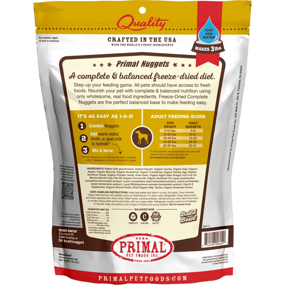 Primal - Nuggets - Freeze Dried Nuggets - Rabbit Formula (Dog Food)