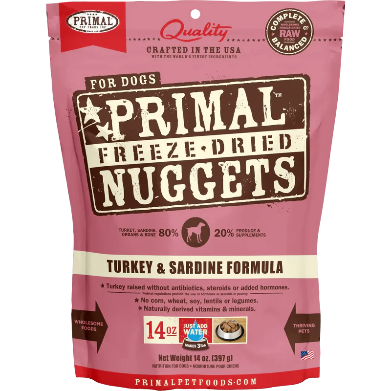 Primal - Nuggets - Freeze Dried Nuggets - Turkey & Sardine Formula (Dog Food)