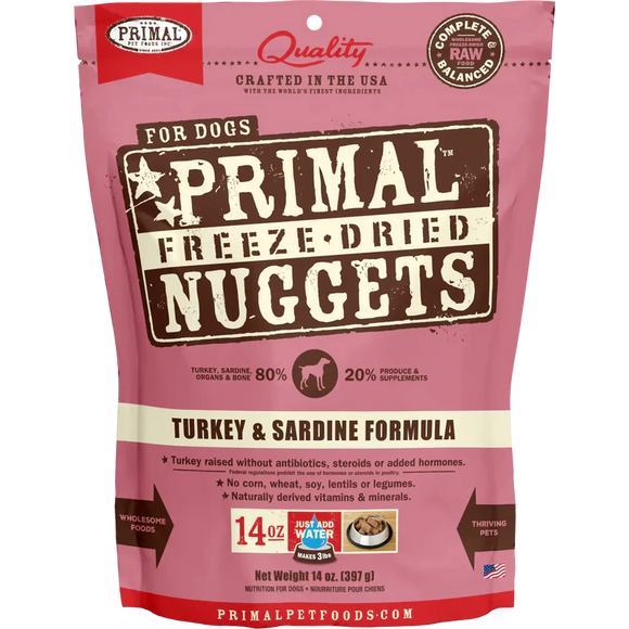 Primal - Nuggets - Freeze Dried Nuggets - Turkey & Sardine Formula (Dog Food)