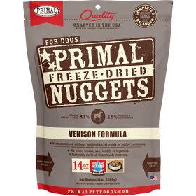 Primal - Nuggets - Freeze Dried Nuggets - Venison Formula (Dog Food)