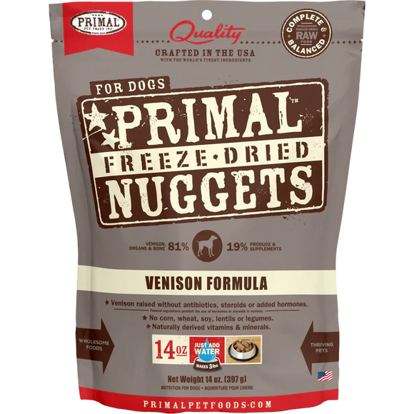 Primal - Nuggets - Freeze Dried Nuggets - Venison Formula (Dog Food)